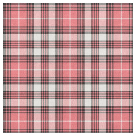 Tissu Corail rose, noir et blanc Plaid (Fermer)