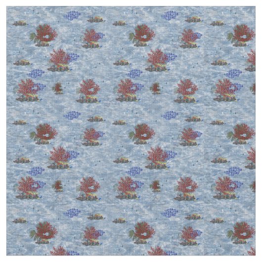 Tissu Corail rose sous-marin - Poisson bleu (Fermer)