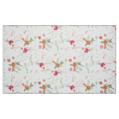 Tissu Corail rose Vert Rustique Motif Floral (Fat Quarter)