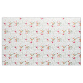 Tissu Corail rose Vert Rustique Motif Floral (Yard)