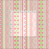 Tissu Corail Rouge rose Lime Vert Aztec Zigzag Motif (Carreau)