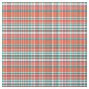 Tissu Corail, Teal, plaid de très bon goût blanc Sz3#2