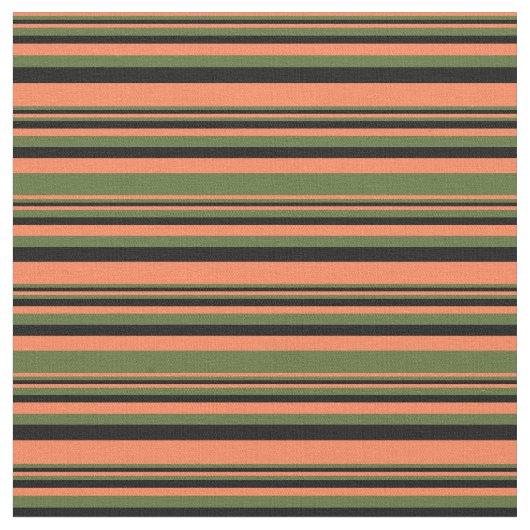 Tissu Corail, vert foncé d'olive et brèves noires (Fermer)