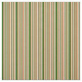 Tissu Corail, vert foncé et rayures blanches (Échantillon)