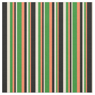 Tissu Corail, Vert Forêt, Bbeige & Noir