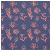 Tissu Coral Peach et Navy Blue Patterned (Échantillon)