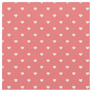 Tissu Coral Polka Dot Hearts