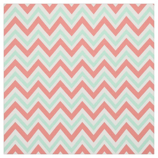 Tissu Coral rose et menthe vert Chevron Motif (Échantillon)