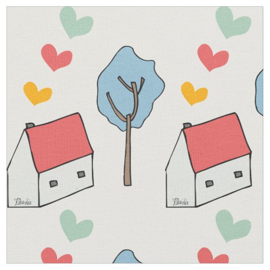 Tissu Corazones de Casita (Fermer)