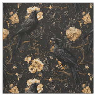 Tissu Corbeau floral gothique