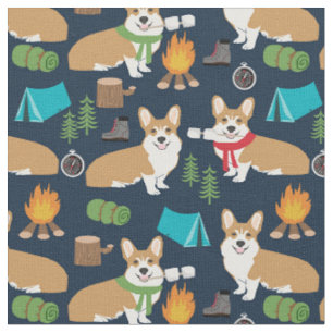 Tissu corgi campant en plein air bleu marine