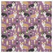 Tissu corgi dogs vin pourpre (Échantillon)