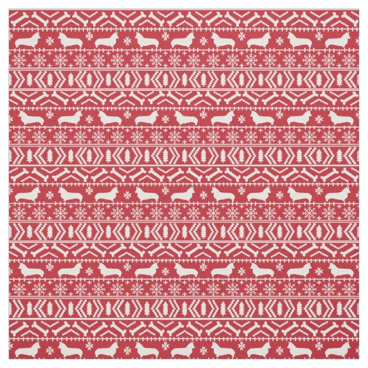Tissu Corgi Fair Isle Fabric - jolie conception de chien (Échantillon)