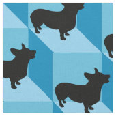 Tissu Corgi sur les cubes bleus (Fermer)