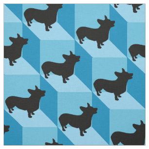 Tissu Corgi sur les cubes bleus
