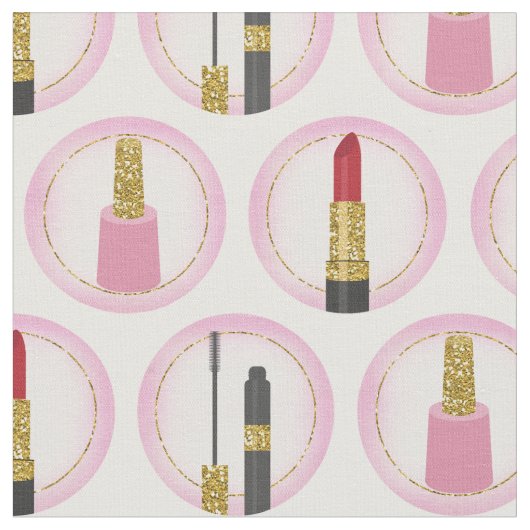 Tissu Cosmetologie Motif de maquillage rose (Fermer)