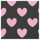 Tissu Coton Candy Pink coeurs de polka sur noir (Fermer)