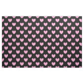 Tissu Coton Candy Pink coeurs de polka sur noir (Fat Quarter)