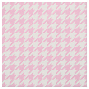 Tissu Coton Candy Pink, White Houndstooth Motif #2M