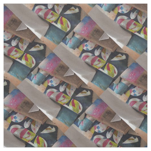 Tissu Coton en bois et graffiti (Échantillon)