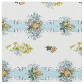 Tissu Cottage Chic Roses Jaunes et Rubans Bleus (fermé)