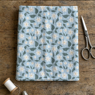 Tissu Cottagecore Ciel Bleu & Blanc Floral Daisy