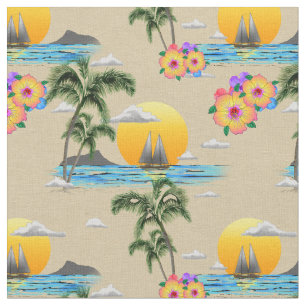 Tissu Coucher de soleil sur l'île d'Hawaii