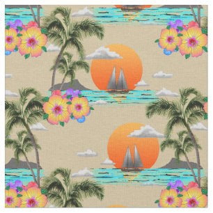 Tissu Coucher de soleil sur l'île d'Hawaii
