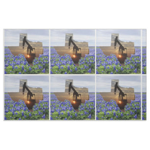 Tissu Coucher du soleil et Bluebonnets de Jack de pompe