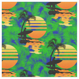Tissu Coucher du soleil surfant