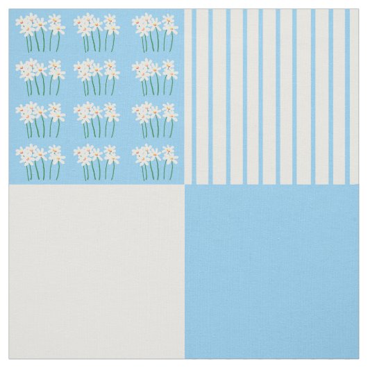 Tissu Couette bleu et blanc carré (Échantillon)