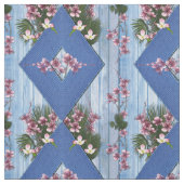 Tissu Couleur de bois bleu clair - ruban bleu et fleurs (Échantillon)