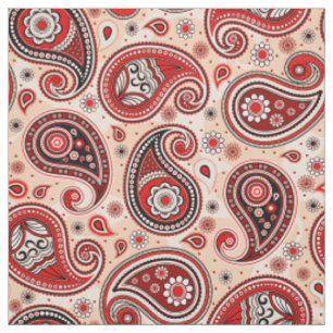 Tissu Couleur de marron rouge motif Paisley