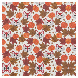 Tissu Couleur d'eau Maple Leaf Citrouille Acorn Chat Fox
