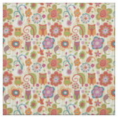 Tissu Couleur florale et hibou (Échantillon)