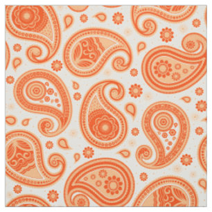 Tissu Couleur orange motif Paisley