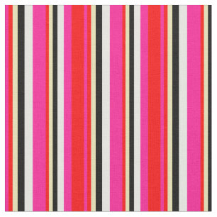 Tissu Couleur rose profonde, rouge, bronzée, noir et crè