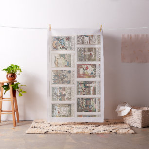 Tissu Couleur vintage des illustrations de comptine