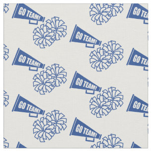 Tissu Couleurs de l'école pom-pom girl bleu et blanc