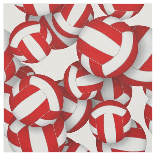 Tissu couleurs d'équipe rouge et blanc volleyballs motif (Échantillon)