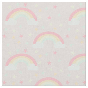 Tissu Couleurs pastel doux rose arc-en-ciel & étoiles Cl