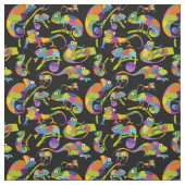 Tissu Couleurs vives sur noir (Échantillon)