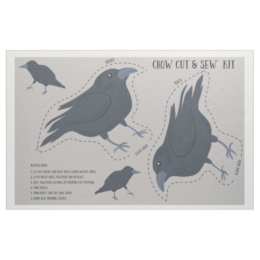 Tissu Coupe de Corbeau noir et Plushion à coudre (Fat Quarter)