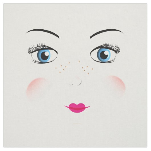 Tissu Couper Et Couper Mignonne Gros Bleu Sag Doll Faces (Échantillon)