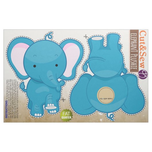 Tissu Coupez et cousez : Éléphant bleu (Fat Quarter)
