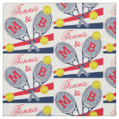 Tissu Couples Raquettes de tennis et boules Monogrammes (Échantillon)