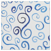 Tissu Courbes abstraites d'aquarelle de bleu prussien (fermé)