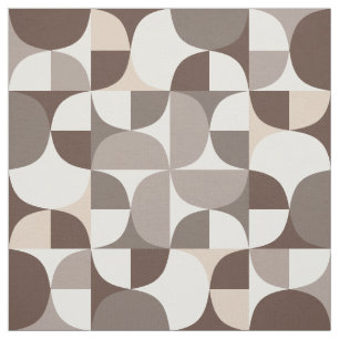 Tissu Courbes géométriques rétro Motif - Terra Brown