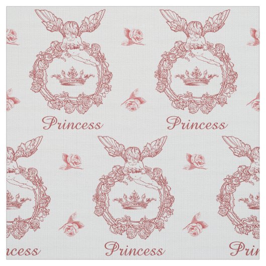 Tissu Couronne princesse gravée vintage avec Ange (Échantillon)
