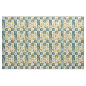 Tissu Courtepoint Patchwork Bleu Jaune Vert Vintage (Fat Quarter)